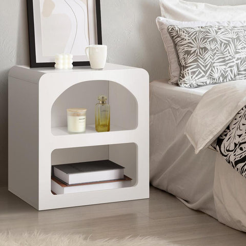Bedside Table Open Shelf White