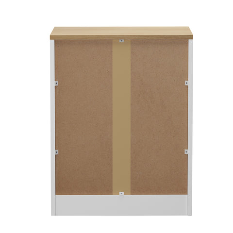 Bedside Table 3 Drawers Nightstand Natural & White
