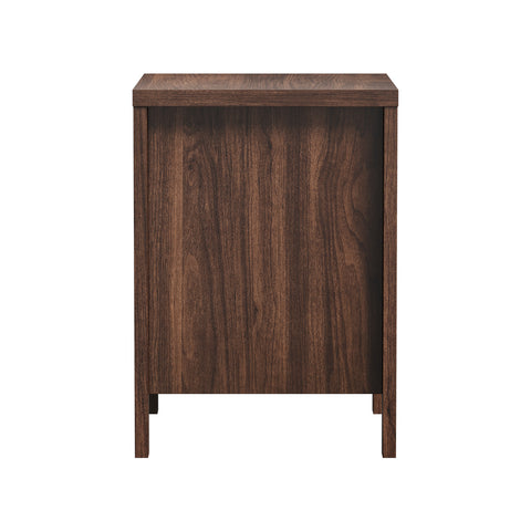 Bedside Table 2 Drawers Nightstand Handle-Free Walnut