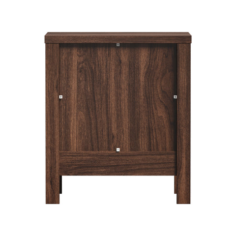 Bedside Table 2 Drawers Nightstand Handle-Free Walnut