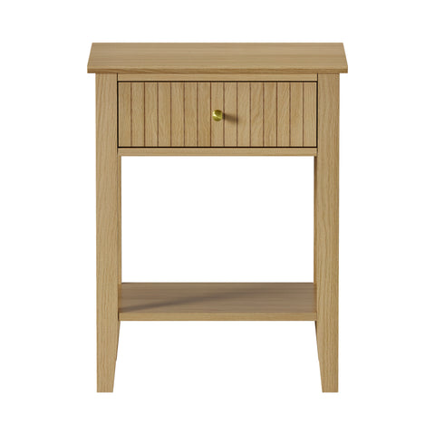 Bedside Table with 1 Drawer Open Shelf Nightstand Natural