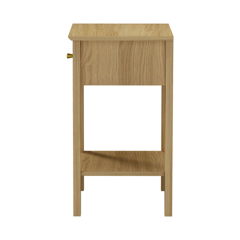 Bedside Table with 1 Drawer Open Shelf Nightstand Natural