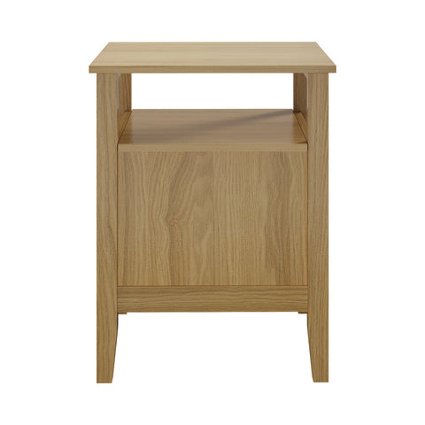 Bedside Table 2 Drawers Open Shelf Nightstand Natural