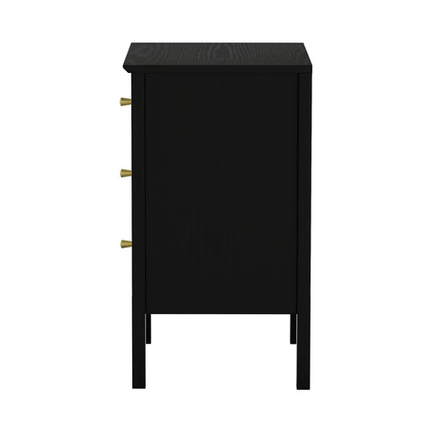 Bedside Table 3 Drawers Side End Nightstand Black