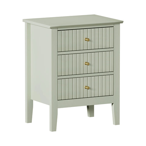 Bedside Table 3 Drawers Side End Nightstand Green