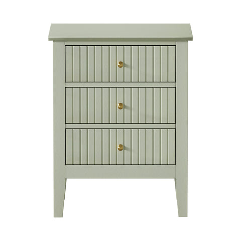 Bedside Table 3 Drawers Side End Nightstand Green
