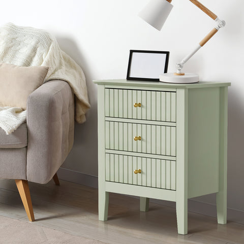 Bedside Table 3 Drawers Side End Nightstand Green