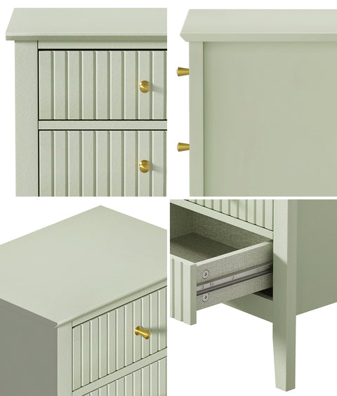 Bedside Table 3 Drawers Side End Nightstand Green