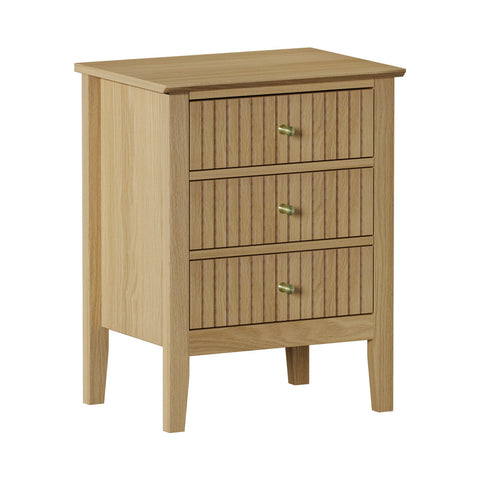 Bedside Table 3 Drawers Side End Nightstand Natural