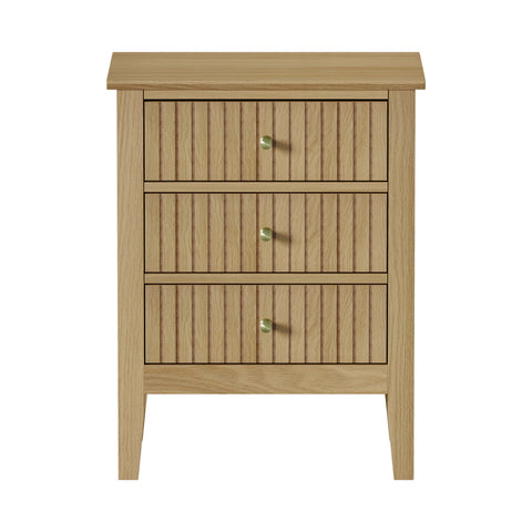 Bedside Table 3 Drawers Side End Nightstand Natural