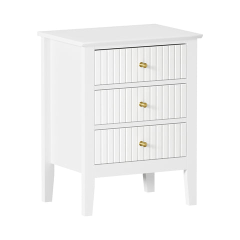 Bedside Table 3 Drawers Side End Nightstand White