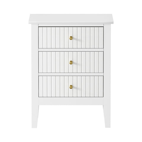 Bedside Table 3 Drawers Side End Nightstand White