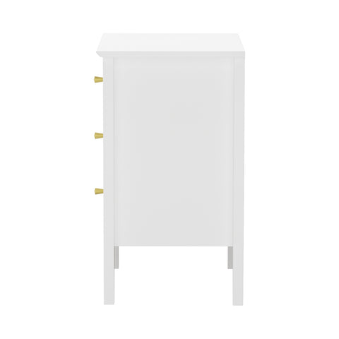 Bedside Table 3 Drawers Side End Nightstand White