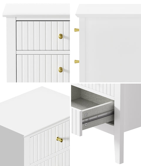 Bedside Table 3 Drawers Side End Nightstand White