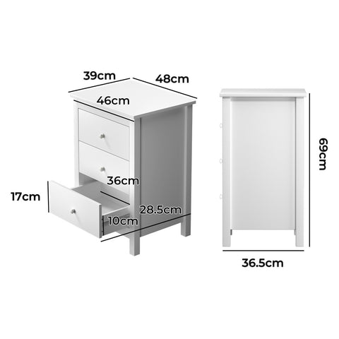 Bedside Tables Set of 2 Nightstands White