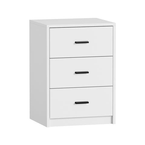 Bedside Table 3 Drawers Nightstand Bedroom Storage White