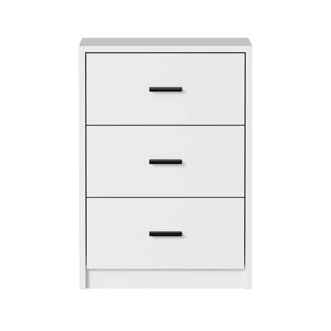 Bedside Table 3 Drawers Nightstand Bedroom Storage White