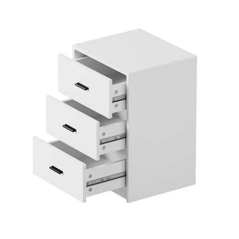 Bedside Table 3 Drawers Nightstand Bedroom Storage White