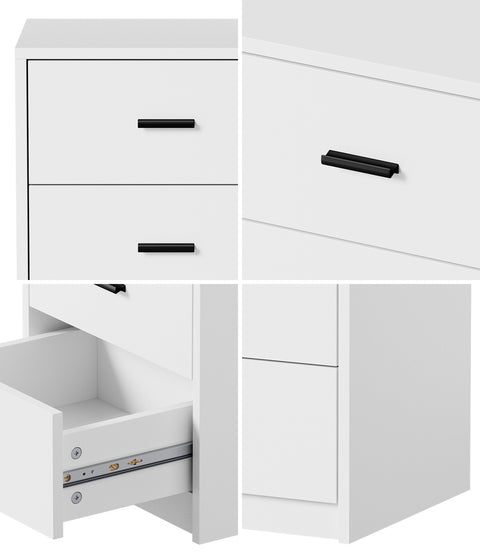 Bedside Table 3 Drawers Nightstand Bedroom Storage White