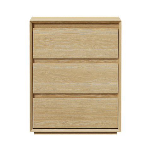 Bedside Table 3 Drawers Nightstand Storage No Handle Natural