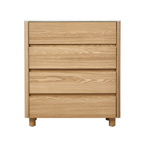 4 Chest of Drawers Dresser Faux Marble Top Natural