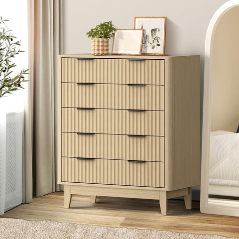 5 Chest of Drawers Dressers Tallboy Stripe Natural