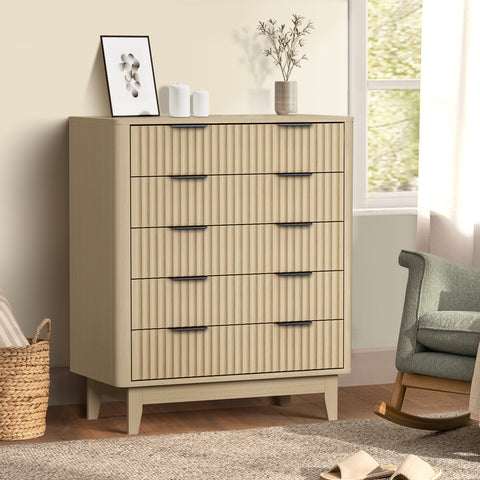 5 Chest of Drawers Dressers Tallboy Stripe Natural