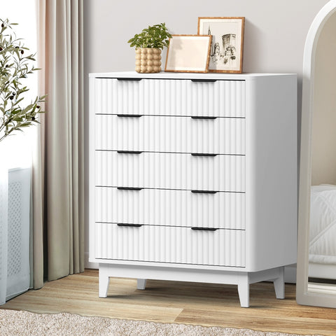5 Chest of Drawers Dressers Tallboy Stripe White