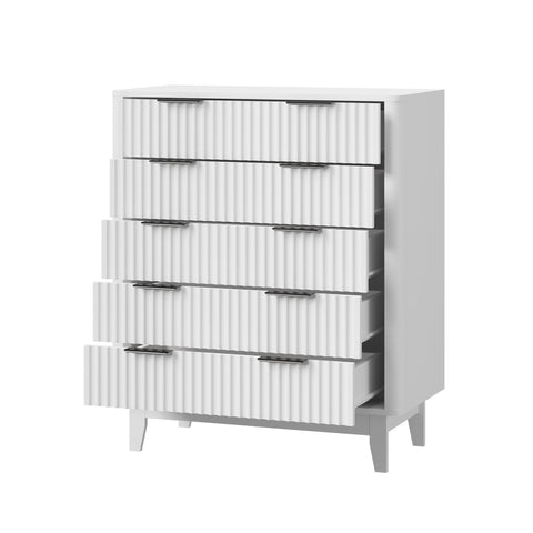 5 Chest of Drawers Dressers Tallboy Stripe White