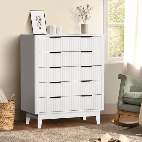 5 Chest of Drawers Dressers Tallboy Stripe White