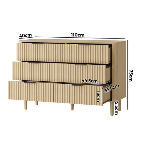 6 Chest of Drawers Dressers Lowboy Stripe Natural