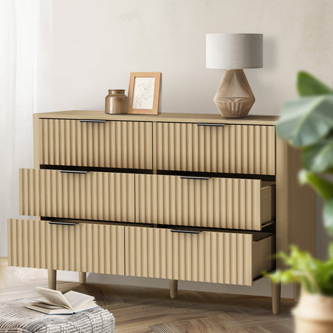 6 Chest of Drawers Dressers Lowboy Stripe Natural