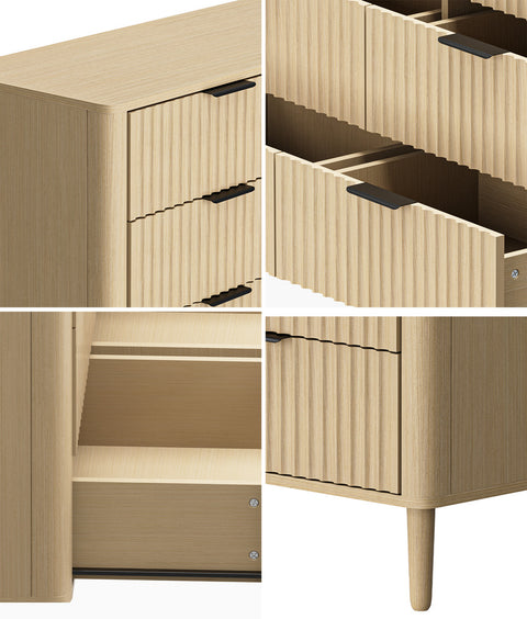 6 Chest of Drawers Dressers Lowboy Stripe Natural