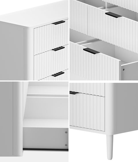 6 Chest of Drawers Dressers Lowboy Stripe White