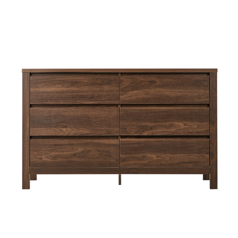 6 Chest Of Drawer Lowboy Dresser Handle-Free Bedroom Walnut