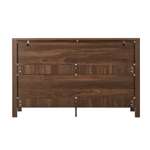 6 Chest Of Drawer Lowboy Dresser Handle-Free Bedroom Walnut