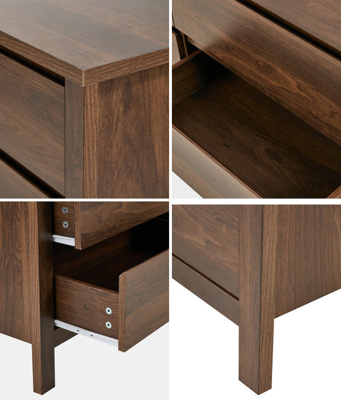 6 Chest Of Drawer Lowboy Dresser Handle-Free Bedroom Walnut