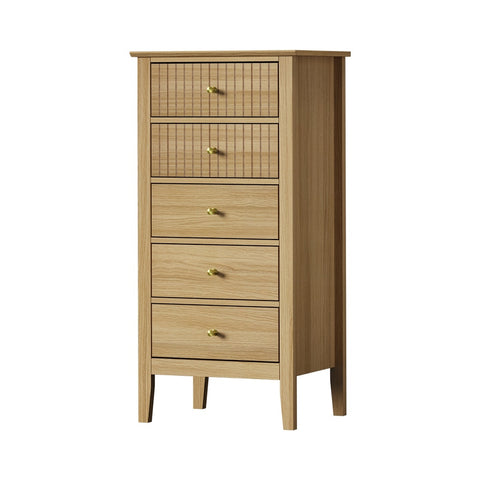 5 Chest of Drawers Dresser Tallboy Storage Cabinet Natural