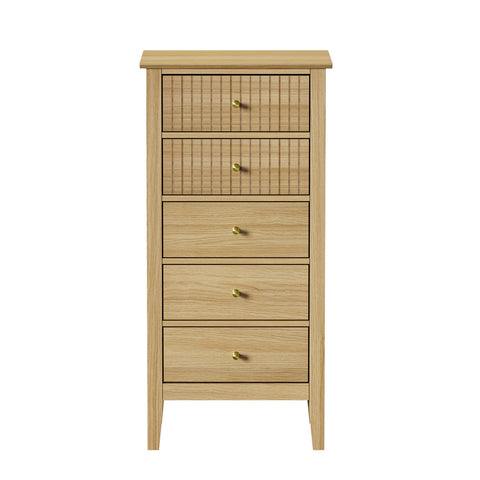 5 Chest of Drawers Dresser Tallboy Storage Cabinet Natural