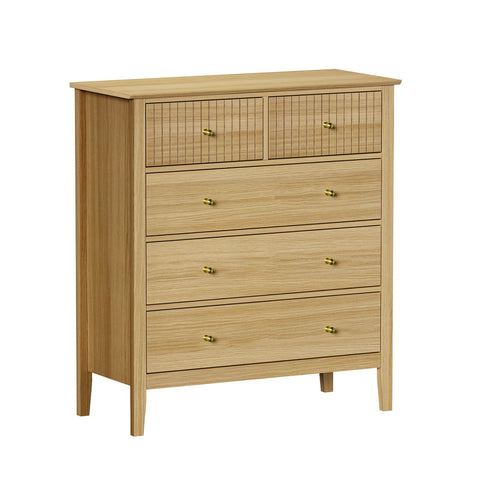 5 Chest of Drawers Dresser Storage Cabinet Tallboy Natural