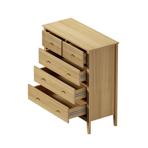 5 Chest of Drawers Dresser Storage Cabinet Tallboy Natural