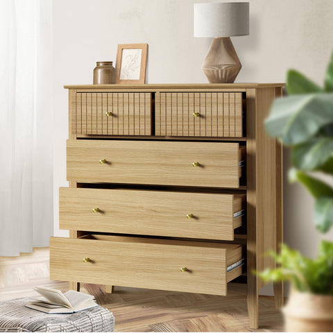 5 Chest of Drawers Dresser Storage Cabinet Tallboy Natural