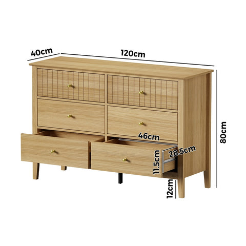 6 Chest of Drawers Dresser Tallboy Natural