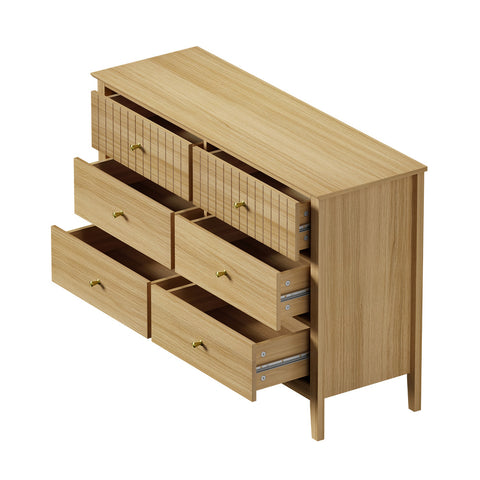 6 Chest of Drawers Dresser Tallboy Natural