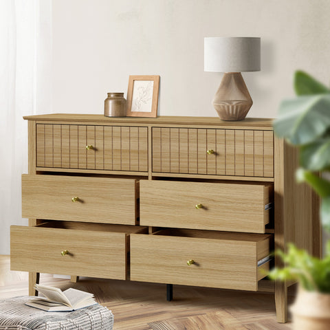 6 Chest of Drawers Dresser Tallboy Natural