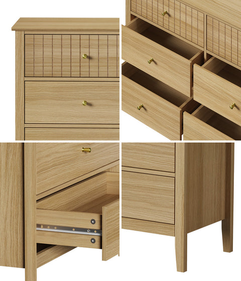 6 Chest of Drawers Dresser Tallboy Natural