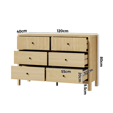 6 Chest of Drawers Dresser Tallboy Storage Cabinet Natural