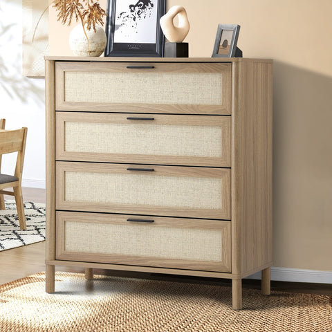 4 Chest of Drawers Rattan Dresser Natural
