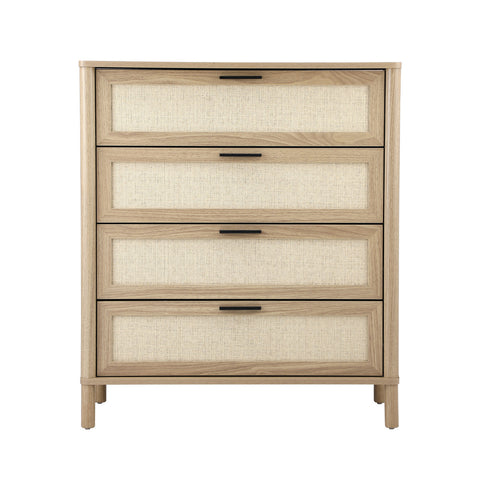 4 Chest of Drawers Rattan Dresser Natural