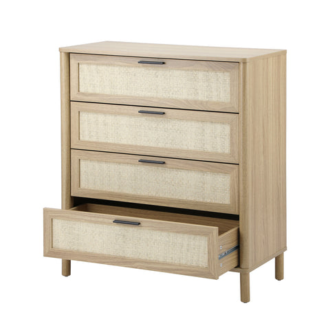 4 Chest of Drawers Rattan Dresser Natural